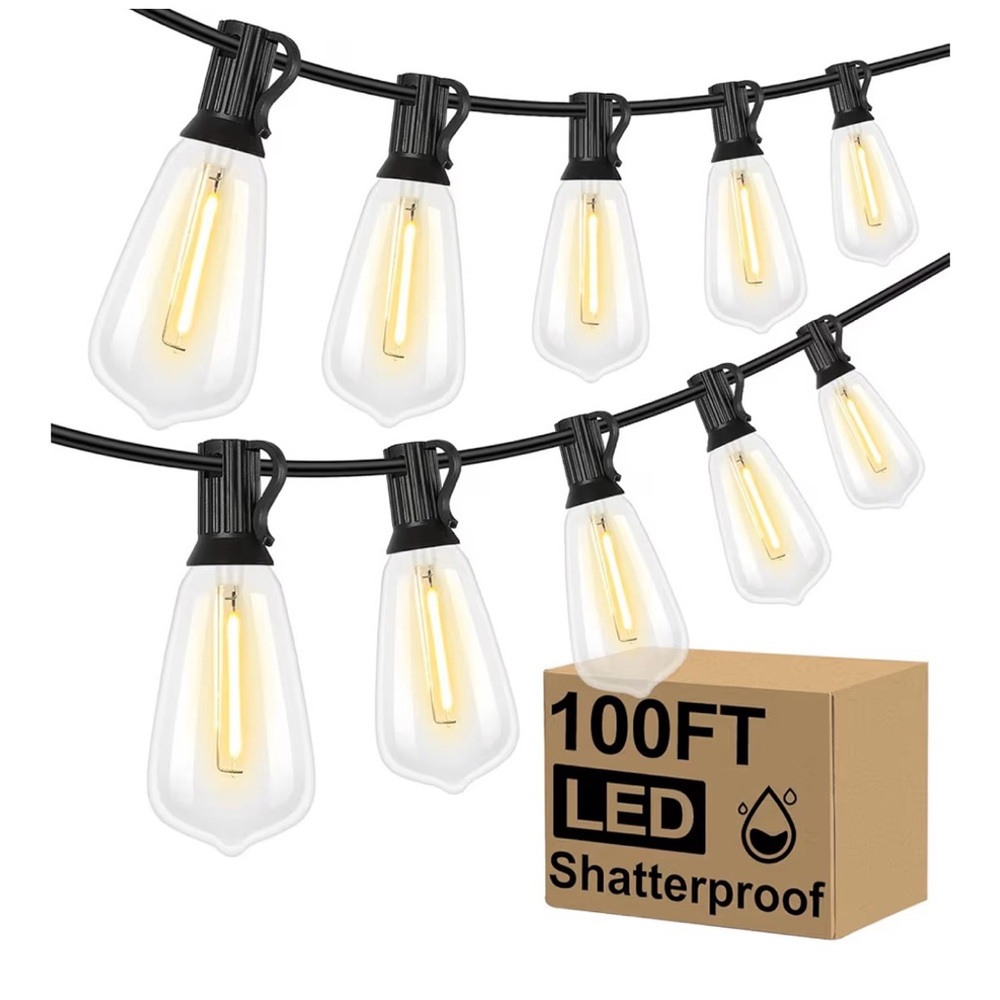 100 FT LED Outdoor String Lights - Warm White